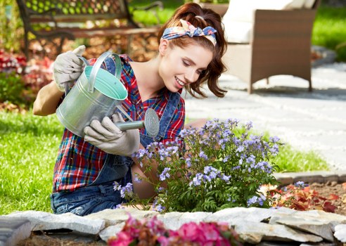 Professional landscapers designing a garden in Chingford