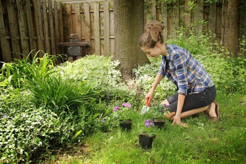 Accessible information sheet for local garden maintenance services displayed on a tablet